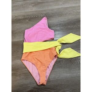 NEW! Beach Riot‎ Womens Pink/Orange/Yellow Carlie One Piece Swimsuit Size XS